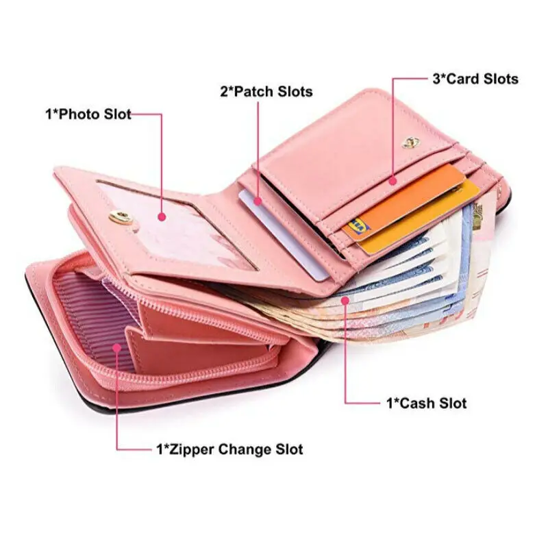 Женский кожаный кошелек с рисунком кота для денег на молнии держатель карт клатч