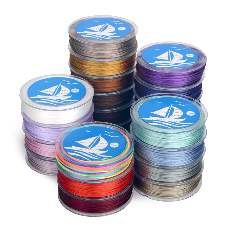 1 мм мягкой сатиновой ткани Rattail шелк макраме шнур DIY китайский узел браслет