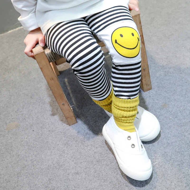Осенние штаны для маленьких девочек детские хлопковые леггинсы Smile Весенняя