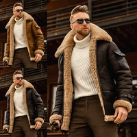 winter s 5xl men padded leather jacket fur lapel collar long sleeve sheepskin cashmere thicken coat fashion medieval vintage