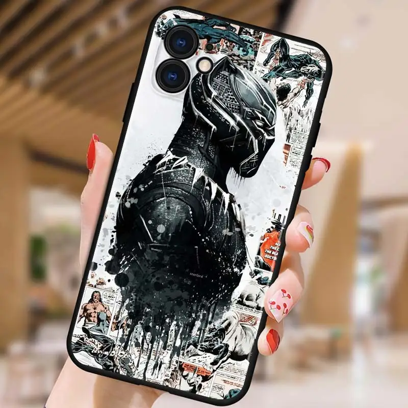 

Spiderman captain america for Apple iPhone 12 Pro Max Mini 11 Pro XS Max X XR 6S 6 7 8 Plus 5S SE2020 Soft Black Phone Case
