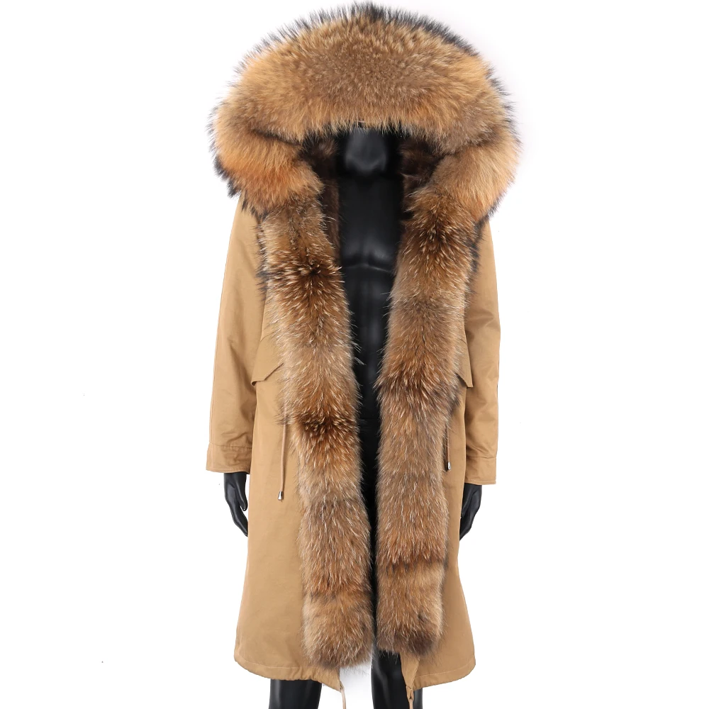 

Parka Winter Jacket Streetwear Outerwear Removable Men Real Fur Coat Raccoon Fox Fur Natural 2021 X-long Waterproof Style Hooded