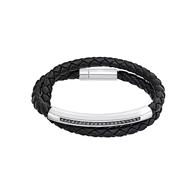 

Fashion Jewelry SWA New Men'S Black Braided Bracelet Black Decorative Crystal Boy Elegant And Handsome High-End Jewelry Gift