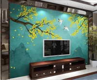 custom large mural wallpaper ginkgo hand painted flowers and birds new living room bedroom background wall