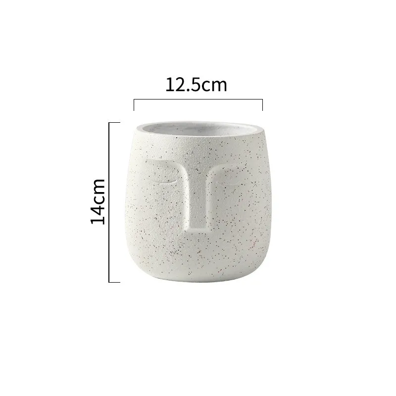 

Nordic Cement Flowerpot Ceramic Face Fashion Simple Literary Personality Indoor Large Green Radish Bonsai Home Decoration