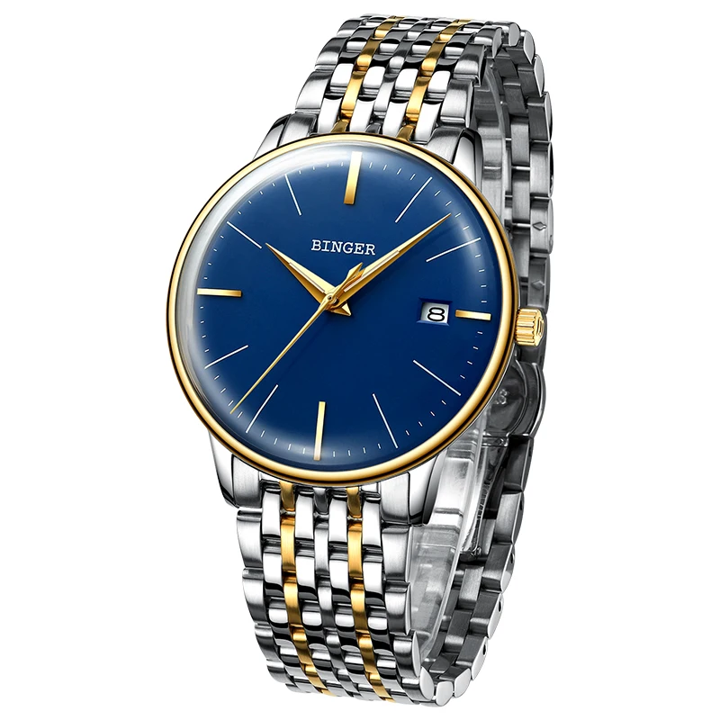 Швейцарский бренд BINGER Мужские часы с кожаным ремешком автоматические
