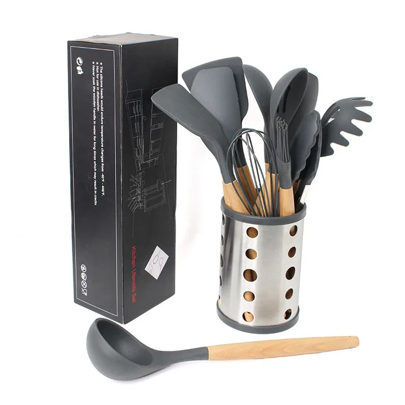 Набор кухонных принадлежностей из 11 антипригарных ложек с силиконовой