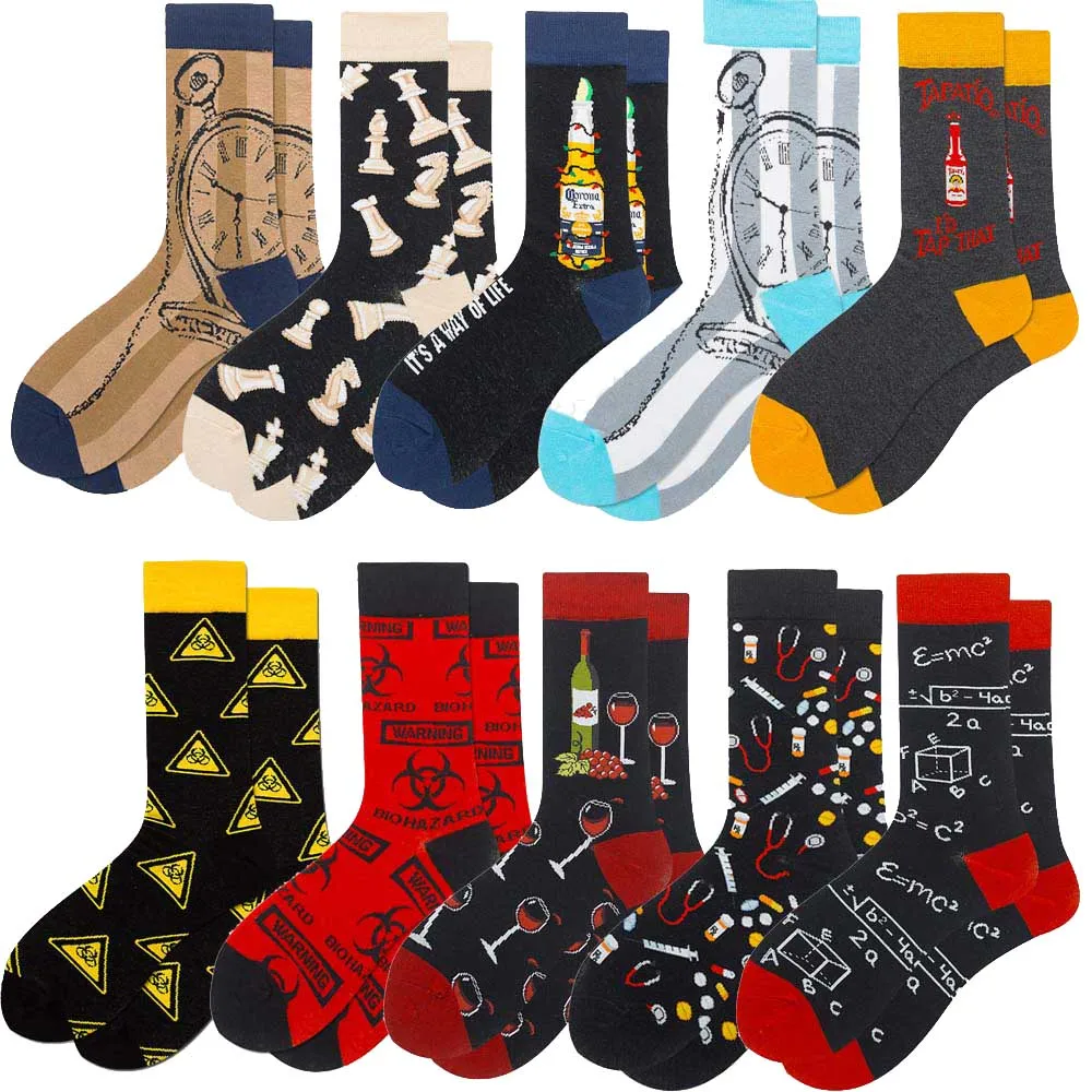 

Colorful Men's Socks Harajuku Colorful Happy Funny symbol International chess geometric Formula Cotton Sock Christmas Gift