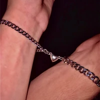 heart magnet couple bracelet for lovers cuba chain bracelet charm attraction paired brazalete friendship jewelry bbf gift