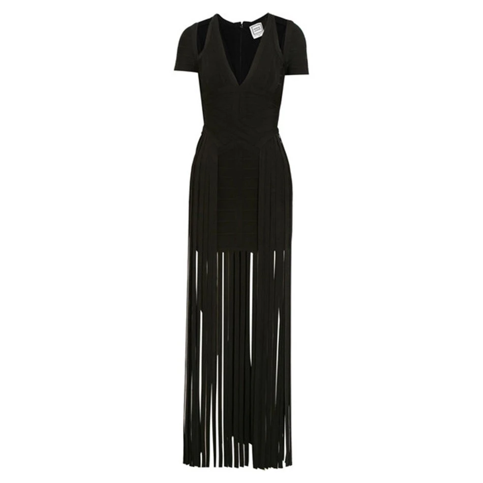 Новинка 2019 Черное женское Бандажное платье соблазнительное с коротким рукавом и