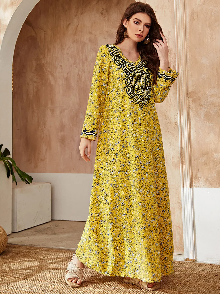 Caftan Marocain Robe Longue Femme Musulman Dubai Abaya Kaftan Turkey Islam Arabic Long Muslim Hijab Dress Abayas for Women