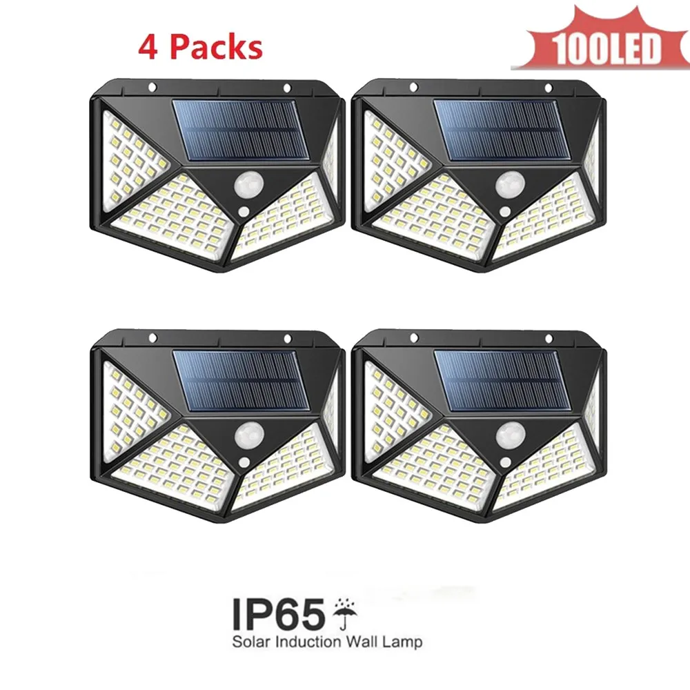 

100LED Solar Light Steps Lamp Light-sensitive Wall Lights Security Outdoor Garden Fence lamp pathway Stairs lighting 4 sided 270