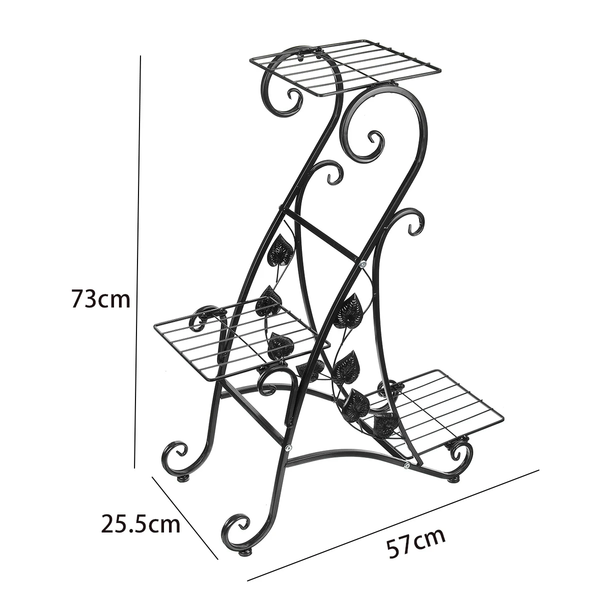 

3 Layer Metal Plant Stand Flower Rack Pot Storage Rack Display Shelf Holder Home Indoor Outdoor Decor Garden Balcony 57x26x73cm