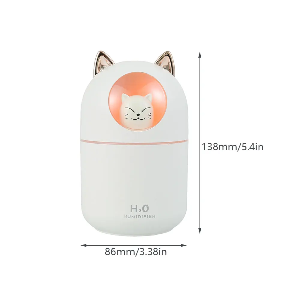 

300ML USB Air Humidifier Ultrasonic Cool Mist Maker Fogger with Colorful Lamp Cute Cat Aroma Oil Diffuser Humidificador