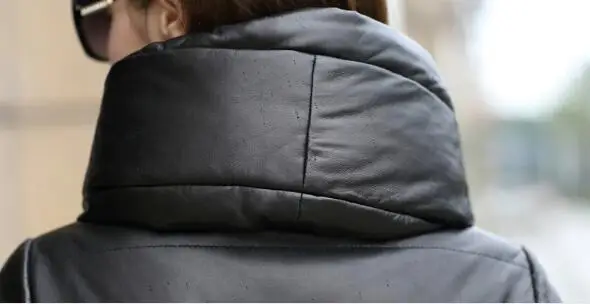 100% Натуральная овечья кожа куртка на утином пуху Женское зимнее теплое толстое