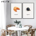 Хлеб кофе Картина на холсте еда напиток кухонный плакат и принт минималистичный настенный Арт картина украшение для столовой ресторана