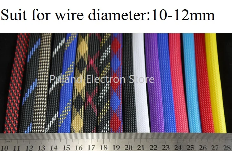 10mm Braided Expandable Sleeve PET Tight Wire Wrap High Density Insulated Cable Harness Line Protector Cover Sheath Single images - 6