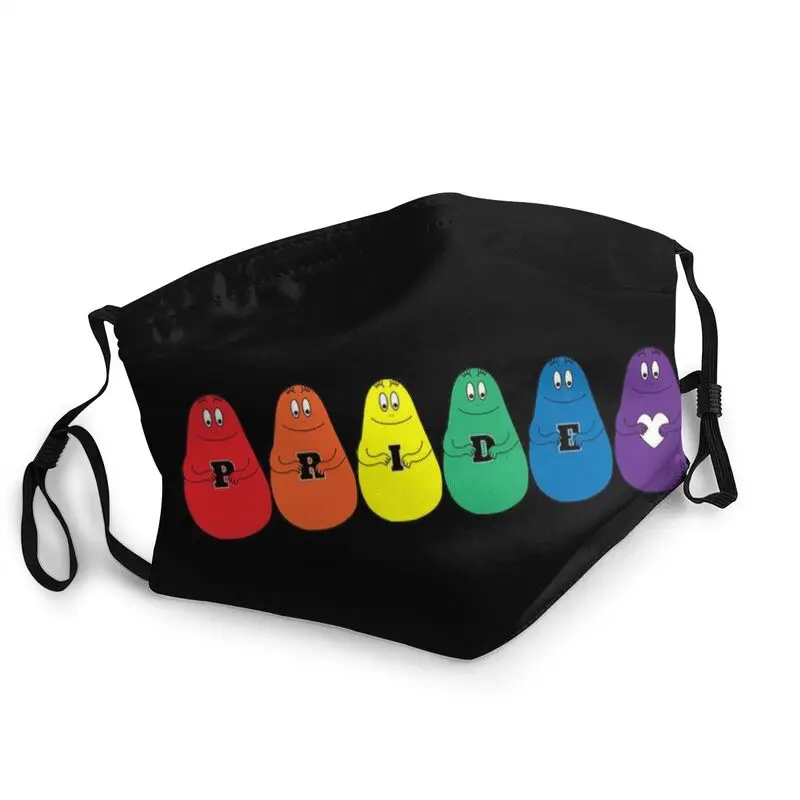 

Rainbow Barbapap English Alphabet Mask Men Cartoon Pride Gay Mouth Face Mask Anti Dust Protection Cover Respirator Mouth-Muffle