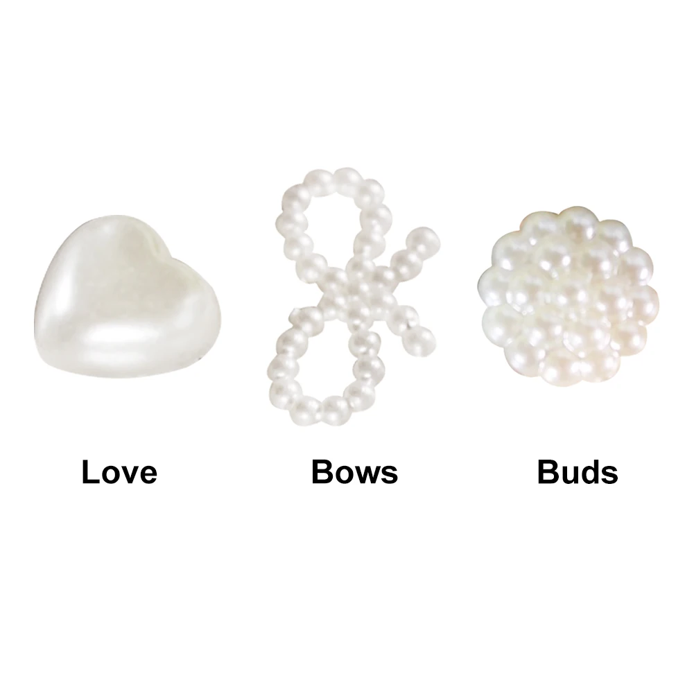 100Pcs Jewelry Patchwork Bud Flatback Embellishment Resin Craft Art Heart White Imitation Pearl Clothing DIY Chic Decoration Bow | Дом и сад