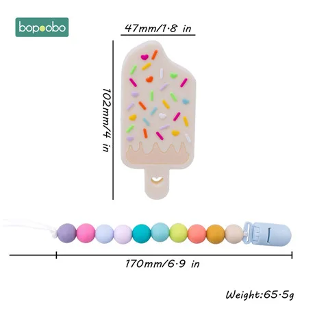 Bopoobo 1 шт. пищевой силиконовый Icecream набор силиконовый Прорезыватель для зубов бусы для изготовления BPA бесплатные Детские трофеи подвеска пустышка Клип цепь - Цвет: Popsicle
