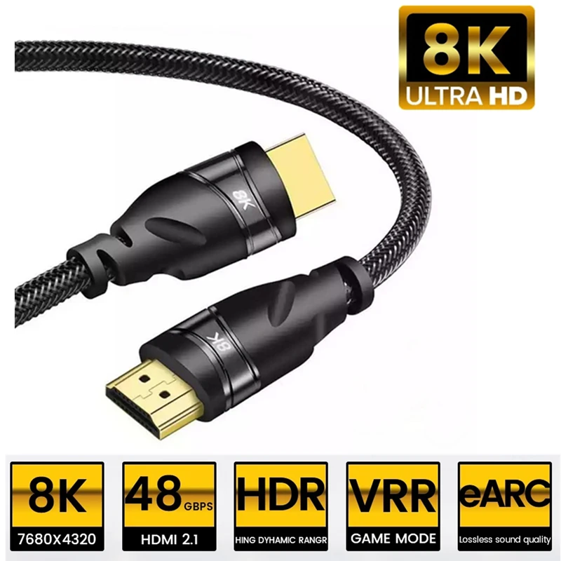 8K HDMI Cable V2.1 60Hz 1080P 3D 4K HDMI 120Hz Cable for Xiaomi Mi Box Apple TV Laptop Notebook UHD FHD Xbox PS5 PS4 1m 2m 3m 5m  - buy with discount