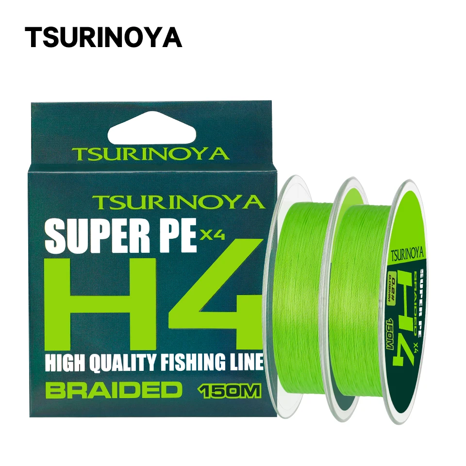 TSURINOYA 150m 4 Strand PE Line H4 4lb 6lb 8lb Bait Finesse Trout Ajing Long Casting Smooth Fishing Line 4 Weaves Multifilament