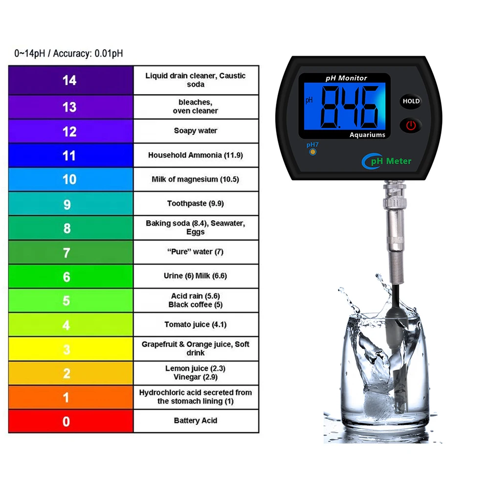 Digital PH Meter Tester Durable Acidimeter Tool Temp Water Quality Monitor Waterproof With Temperature Compensation ATC Function |