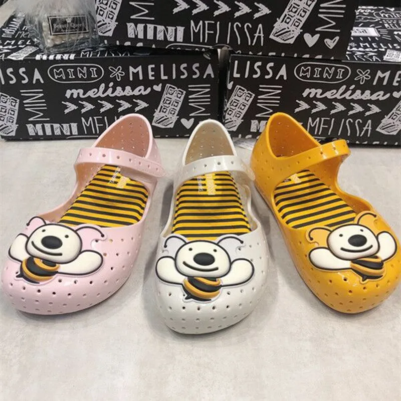 

Mini Melissa 2022 new children's jelly shoes little bee children sandal summer girls' hole shoes baby soft beach sandals HMI011