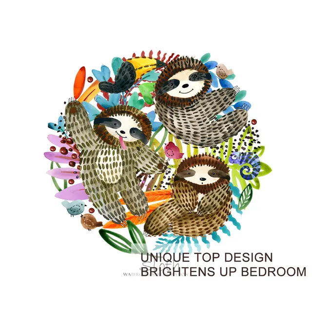 BlessLiving Sloth Bedding Set Cartoon Animal Quilt Cover Chameleon Bedclothes Colorful Bed Set Toucan Birds Home Textiles 3pcs 3