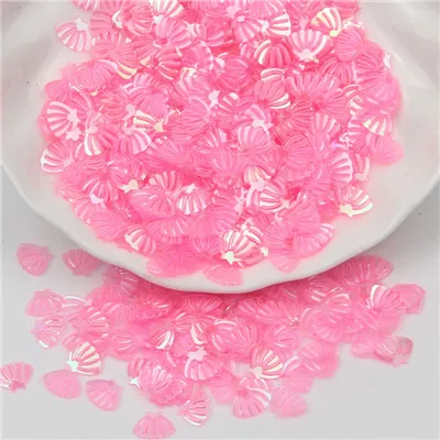 transparent pink Блестки 7 мм пайетками Морская раковина форма Блестка ПВХ свободная ткань Блестки Разноцветные Блестки для рукоделия искусство маникюрный материал 20 г - Цвет: transparent pink
