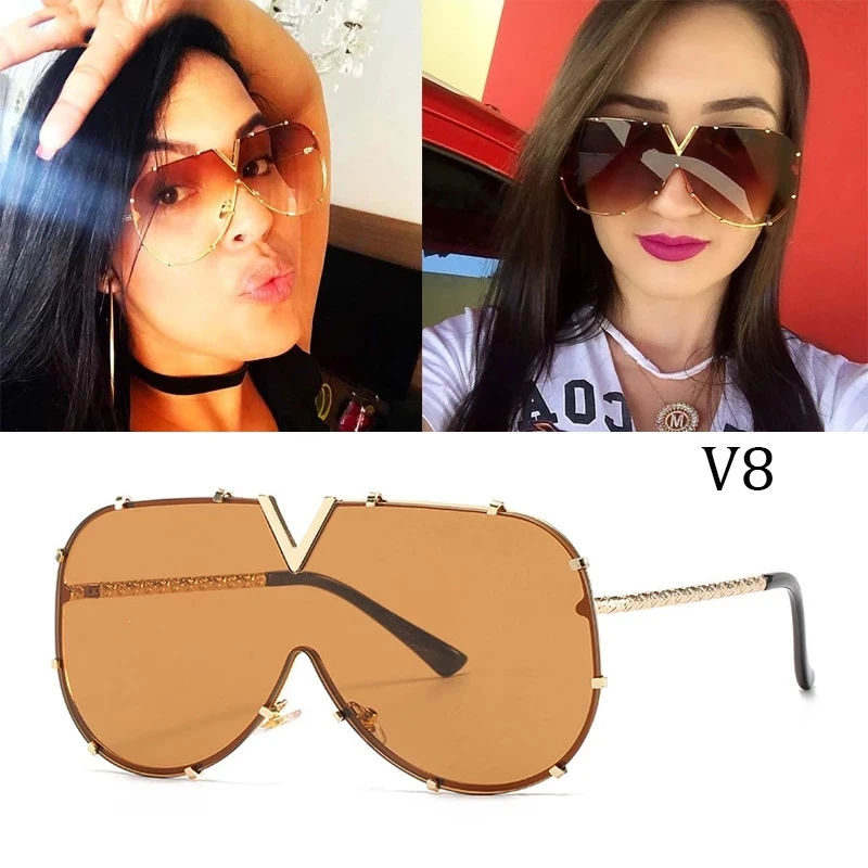 

2021 New conjoined piece women's personality V-shaped sunglasses men's driving eyewear brand sunglasses UV400 Oculos De Sol