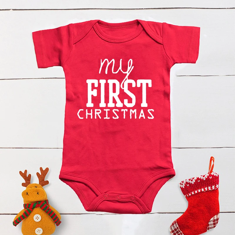 First Christmas As Mom Family Matching Clothes Mother Father Daughter Son Kids Baby T Shirt T-shirt Short Sleeve Tops | Женская одежда