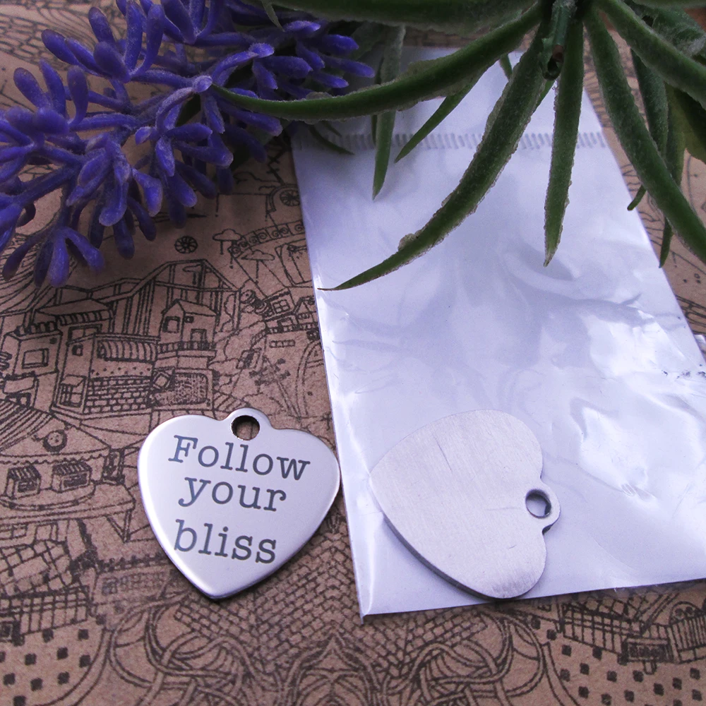 10pcs--&quotFollow Your Bliss&quotstainless steel charms 5 styles for choosing DIY Charms necklace bracelets | Украшения и