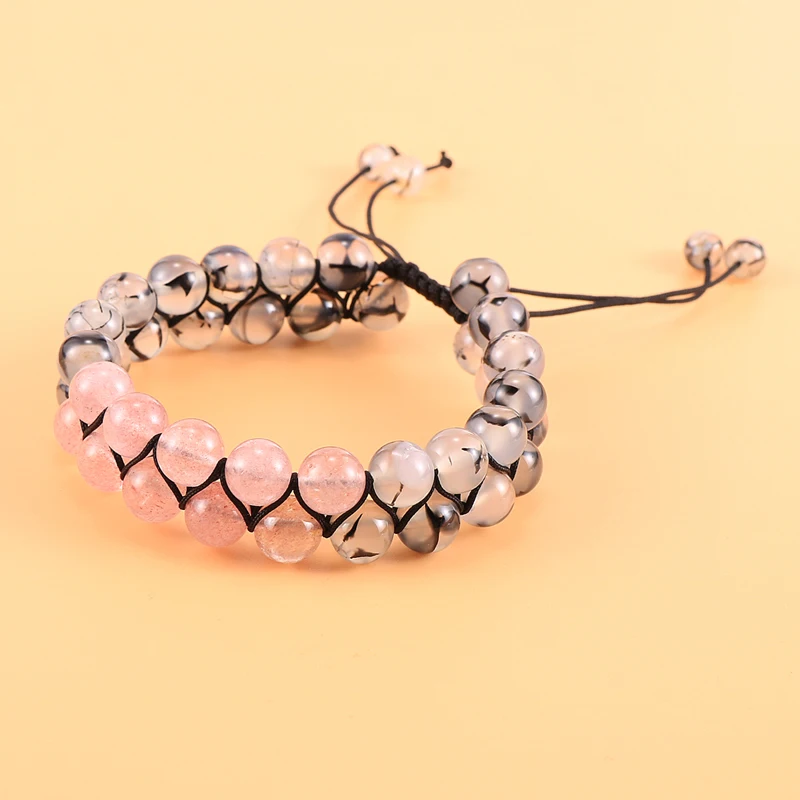 Женский браслет с натуральным аметистом камнем императора красным ониксом 8 мм 2