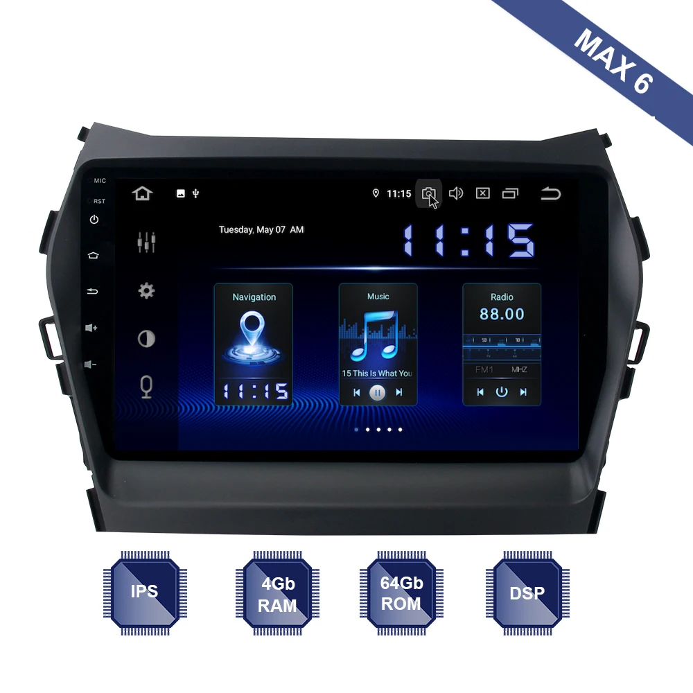 

Dasaita Android 10 Car Radio 2 Din GPS Navi for Hyundai IX45 Santa Fe 2013 2014 2015 2016 DSP IPS HDMI 4Gb+64Gb RDS WIFI USB AUX