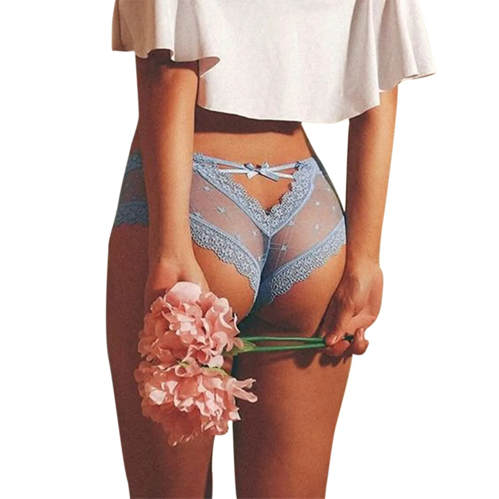 

Fashion Women Sexy Lingerie Thong Ladies Soft Mesh Lace Panties Elegant Low Waist Hollow out Underpants
