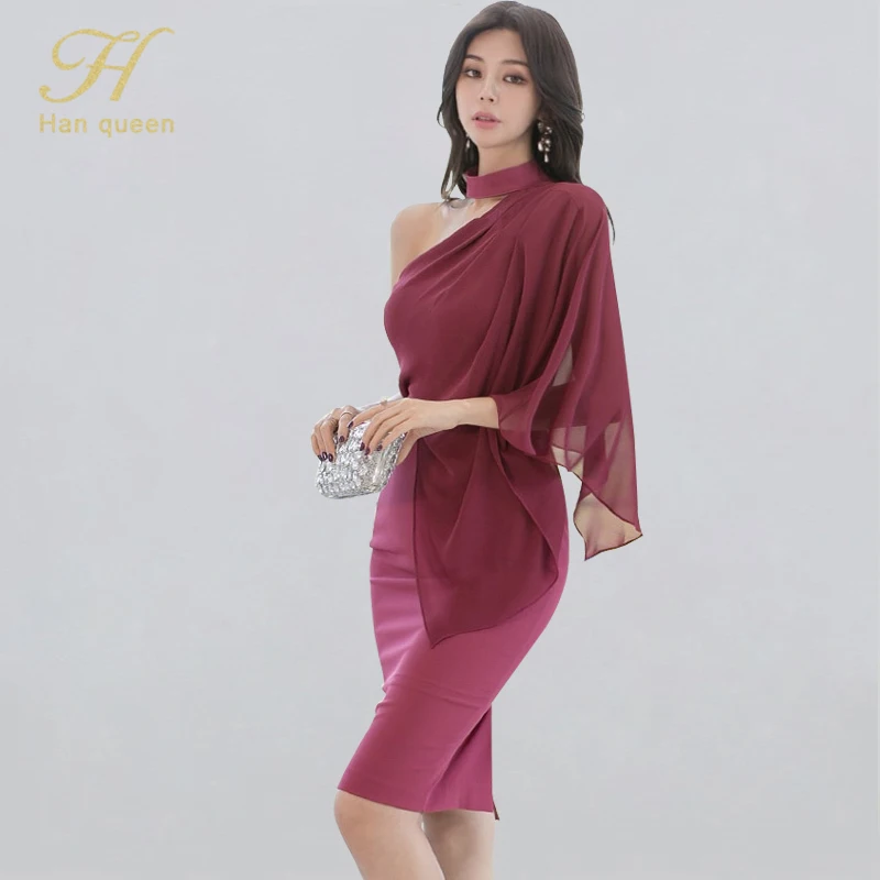 H Хан Королева Сезон весна лето Пикантные на одно плечо вечернее платье вечерние