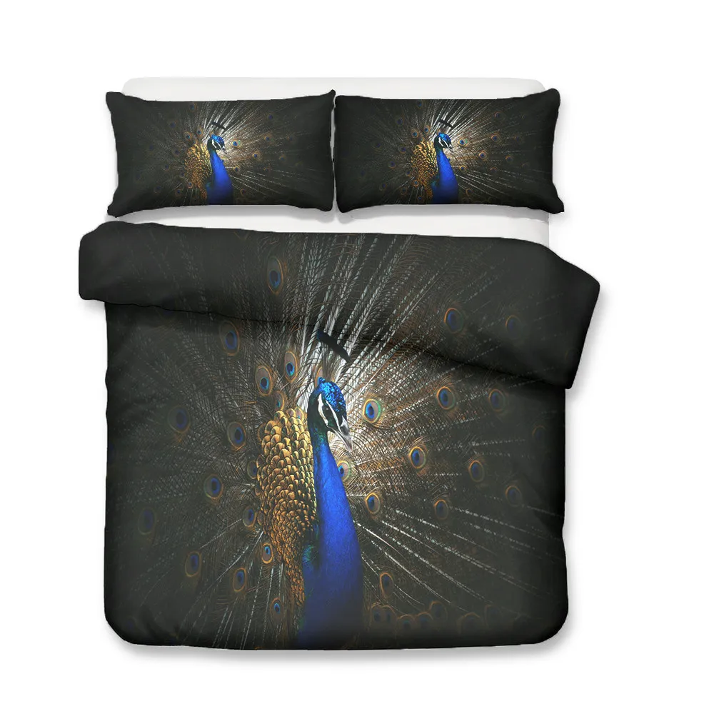 Queen Bedding Set Duvet Cover 3D Peahen Printed Bedroom Clothes Home Textiles for Adult | Дом и сад