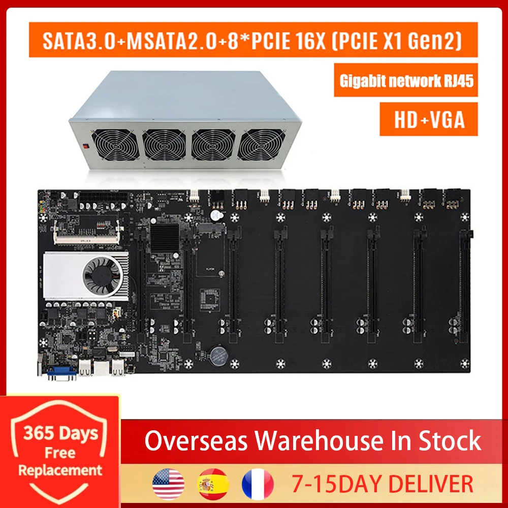 

BTC-T37 Miner Motherboard CPU Set Chipset 8 Graphics Card Slot DDR3 Memory Integrated VGA Interface With Computer Machine box