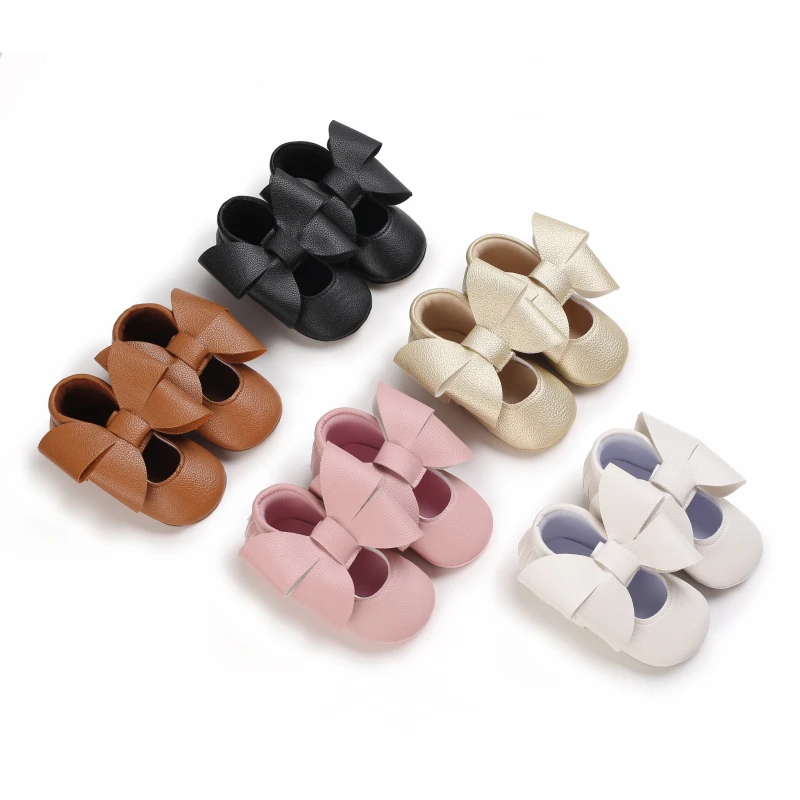 

New Baby Shoes Cute Bow Boy Girl Shoes Multicolor Toddler Rubber Sole Anti-slip First Walkers Infant Newborn Moccasins