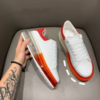 2021 mcqueen air cushion small white shoes mens thick soled leather men and women couple shoes crystal transparent sponge cake