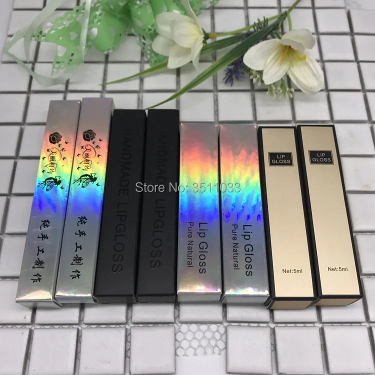 50/100 шт Золотая пустая бумажная коробка для блеска губ люверс черный серебряный