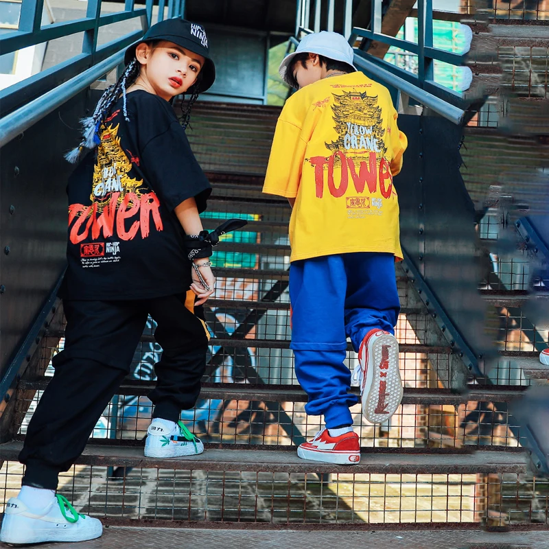 Children'S Day Street Dance Costumes Boys Girls Loose Hip-Hop Chinese Style T-Shirt Hiphop Pants Jazz Modern Wear DQS4446 |