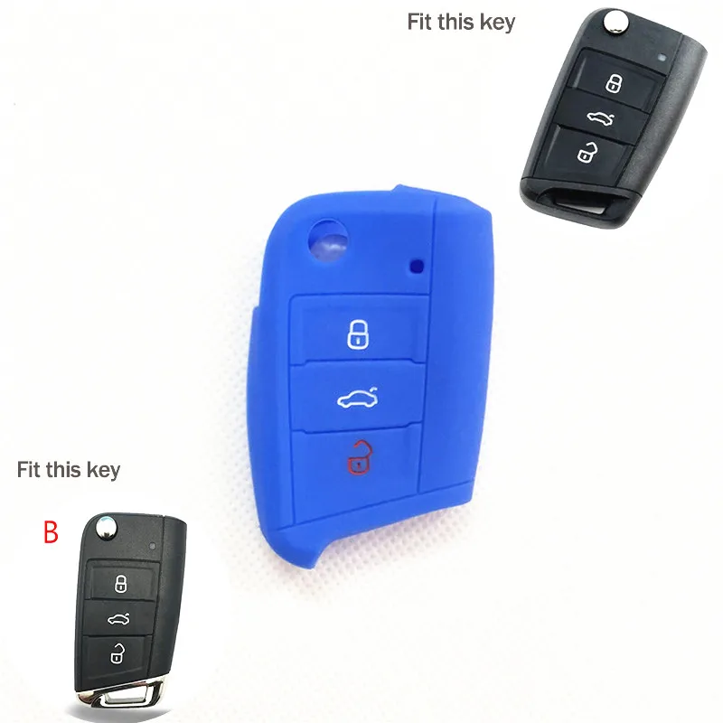B blue Силиконовый чехол для ключей для Volkswagen Skoda Octavia Yeti Roomster Fabia Rapid Superb KODIAQ/Seat Leon Toledo Altea Ibiza - Название цвета: B blue
