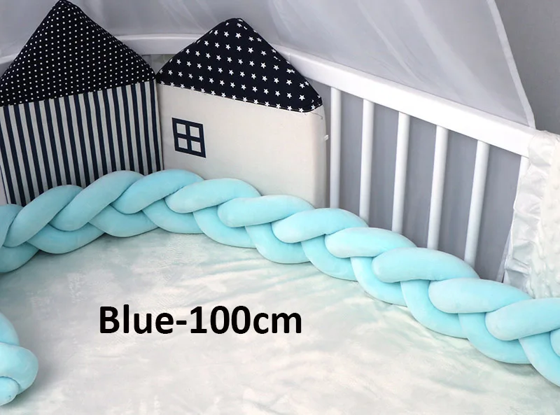 blue-1M Детский бампер для кроватки, оплетка для новорожденных, защита для кроватки, бамперы для кроватки, аксессуары для детской кроватки, бортики с узлом, дизайнерский бампер для детской комнаты - Цвет: blue-1M