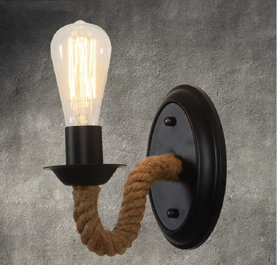 Креативный настенный ретро светильник в форме веревки для гостиной ресторана