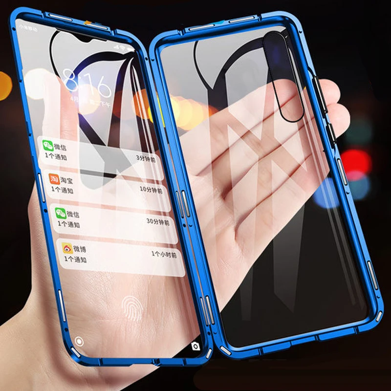 

Магнитный чехол с полным покрытием 360 градусов для Samsung Galaxy A50 A60 A70 A80, стеклянный чехол с магнитным закаленным стеклом для Galaxy A90, чехол для те...