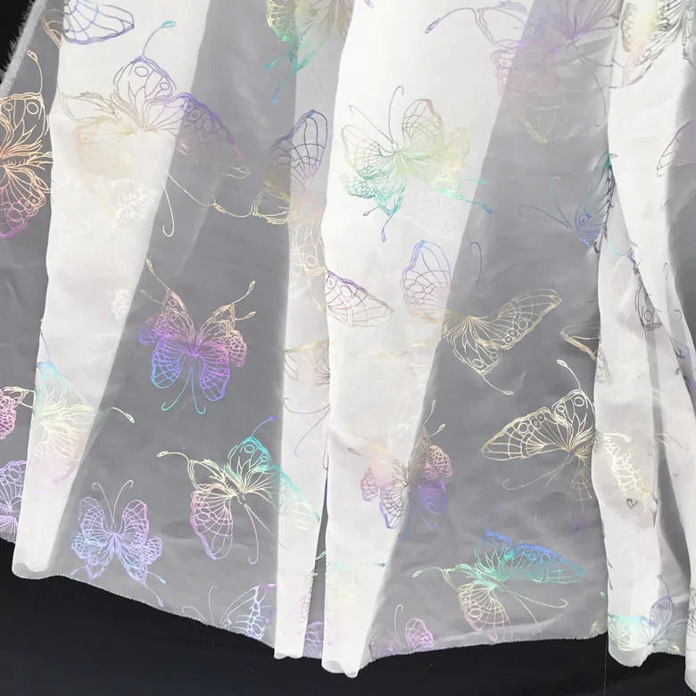 Шифоновая ткань с разноцветными бабочками для свадебного платья и одежды ханьфу
