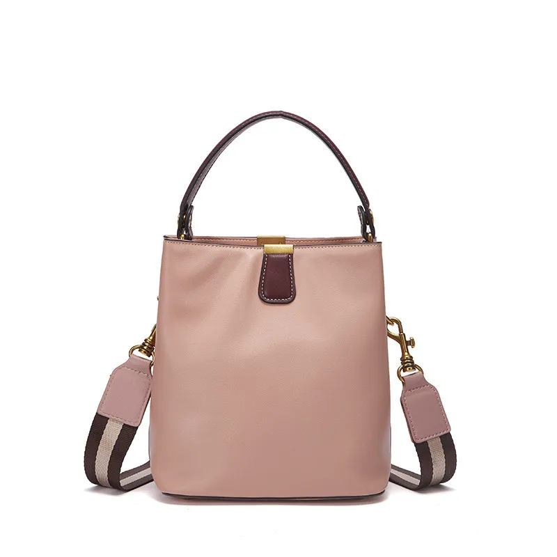 

Genuine Leather Bucket Female Shoulder Bags 2021 Women's Brand Crossbody Purses And Handbags For Women Luxury Designer Handbag