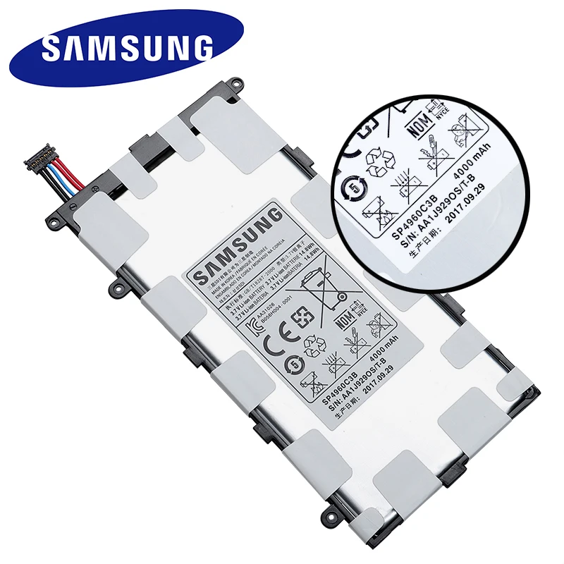 Оригинальный аккумулятор для планшета Samsung SP4960C3B 4000 мАч GALAXY Tab 7 0 Plus P3110 P3100 P6200 P6210 +